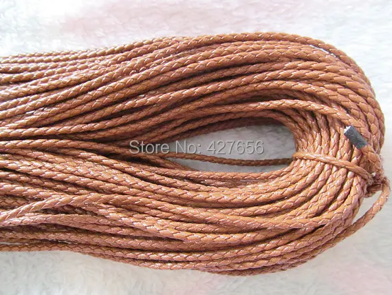 

50Yds 3mm Good Quality Black/Brown//Black/white Round Bright Korea Soft Braid Leather Cord String Rope Finding,DIY Cord