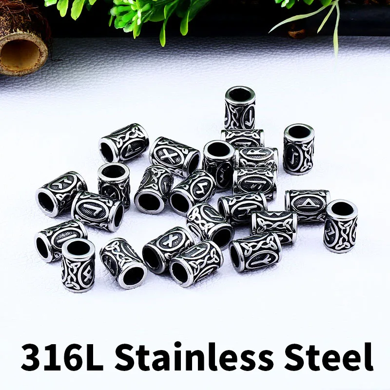 Beier 316L stainless steel viking odin's 24PCS/Lot (Full Set-1pc/style*24) Viking Runes Beads For Men Necklace Pendant Jewelry