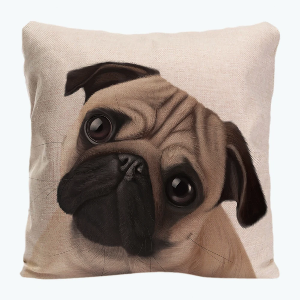 Pug With Tilted Head Printing Throw Pillowcase Cute Dog Decorative Cushion Cover Perfect Gift By Lvsure For Car Sofa Seat