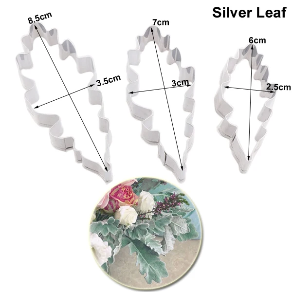 Silver leaf Chrysanthemum Gumpaste Leaf Silicone Veiners Mould Fondant Sugarcraft Cake Decorating Moulds CS340