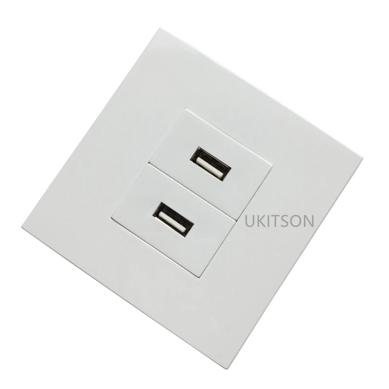 Dual USB2.0 Port Wall Panel Outlet 2 USB Socket Faceplate 86x86mm For Data Transfer image 3