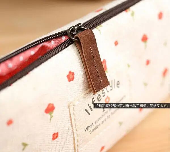 Life style Floral canvas Pencil Cases Flower Garden shivering Pencil Bags School Stationery Cosmetic Bag Pouch For Girls Women