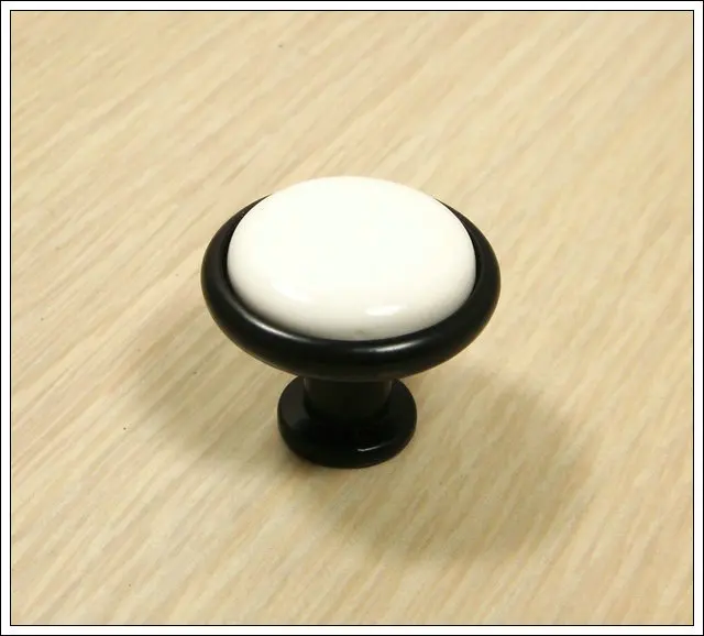 Decorative Design Black Ceramic Zinc Alloy Kitchen Cabinet Furniture Knob  (Diametre:32mm)