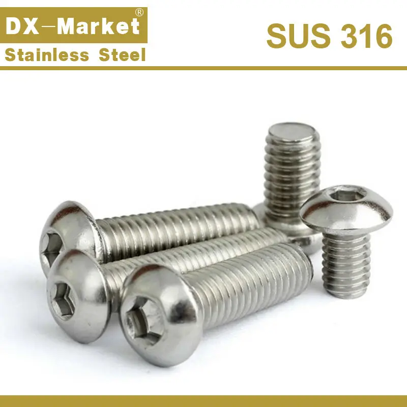 m6 bolt 316 stainless steel Metric thread hex socket button head cap screw ,half round head bolt 8mm-100mm ,A017