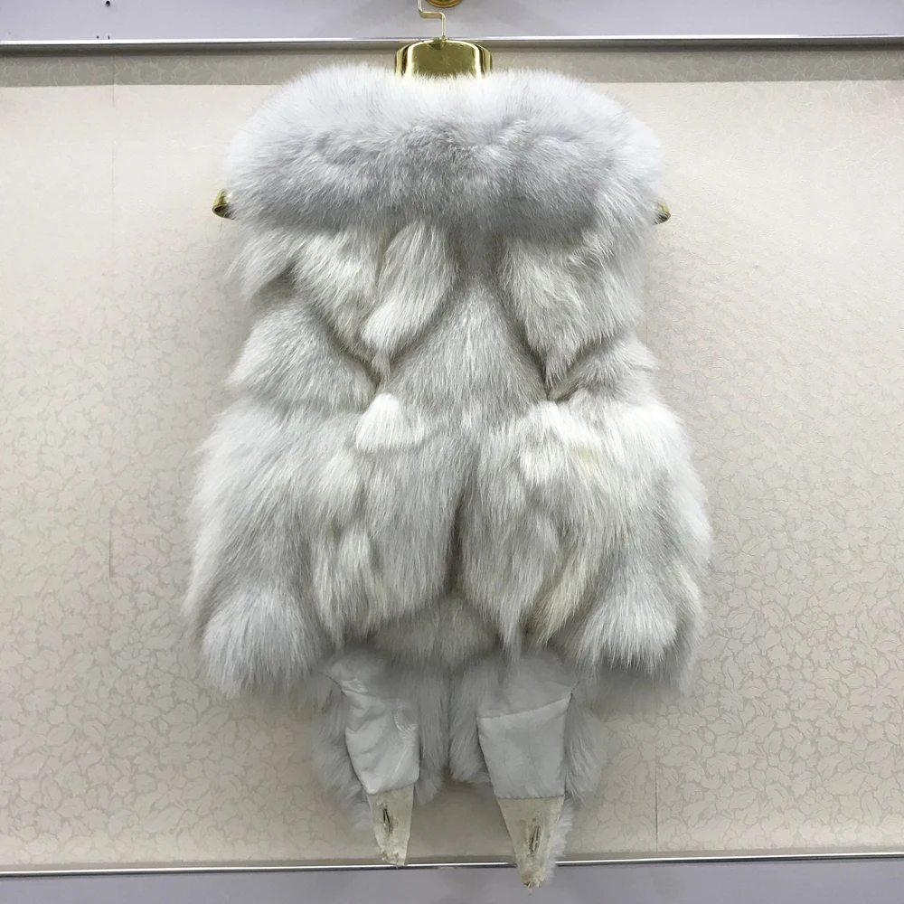 2024 Hot Sale Women 100% Genuine Real Fox Fur Vest Natural Soft Fox Fur Sleeveless Jacket Lady Quality Warm Real Fox Fur Gilet