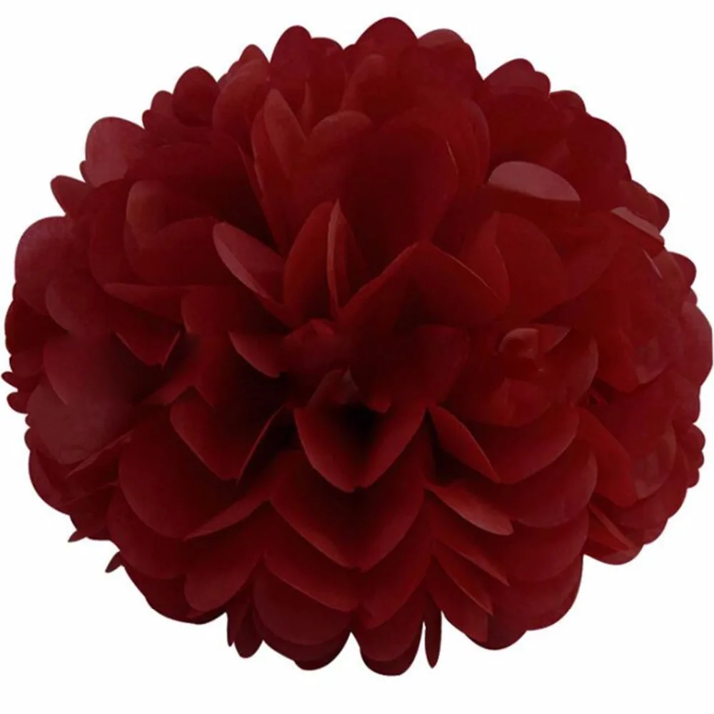 Big Burgundy Color Tissue Paper Pom Poms DIY Paper Flower BBQ Decoration Halloween Themed Tea Party Favor 10 pieces per lot