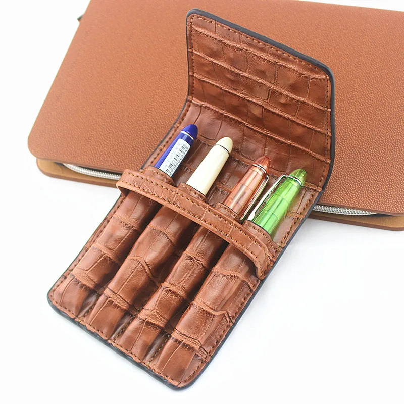 Imagem -05 - Estojo de Couro Feito à Mão Estojo de Lápis Bolsa para Fonte Bolsa Vintage para Canetas Stylus Fofo Estacionário