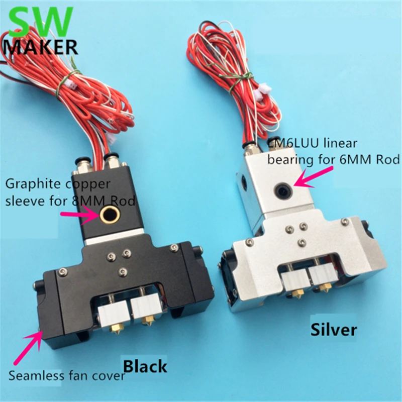 

New type Ultimaker2+ dual nozzle kit cross slider + all metal Chimera hotend kit 2 in 2 out extrusion head 1.75mm for 3D printer