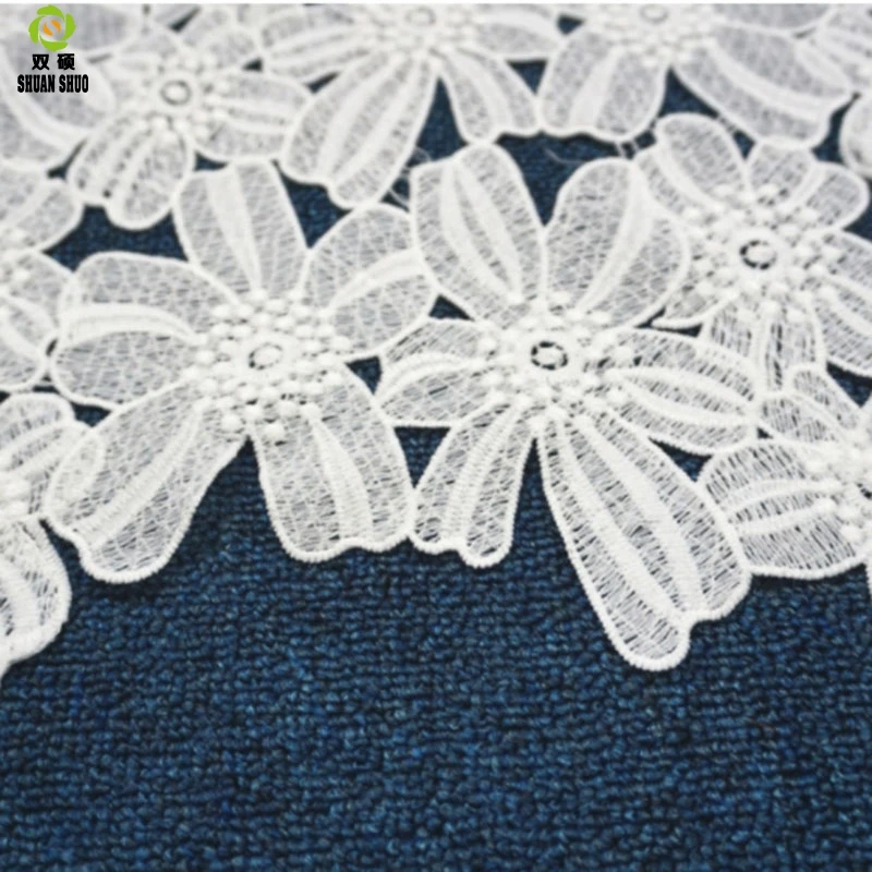 Shuanshuo  Big Leaf Milk Silk Lace, Water Soluble Lace Fabric, Polyester DIY Lace 125*50cm