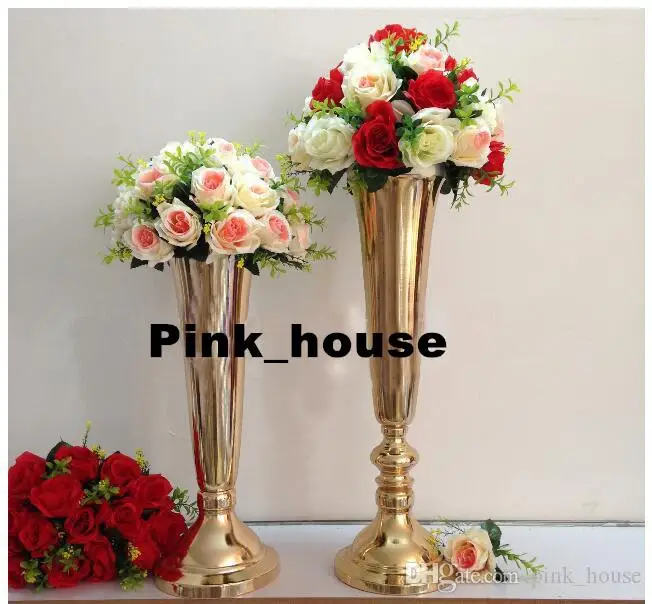 

Elegant Slim tall metal flower 50cm( 19.6") Gold Wedding flower vase Wedding decoration/wedding centerpiece/wedding pillar