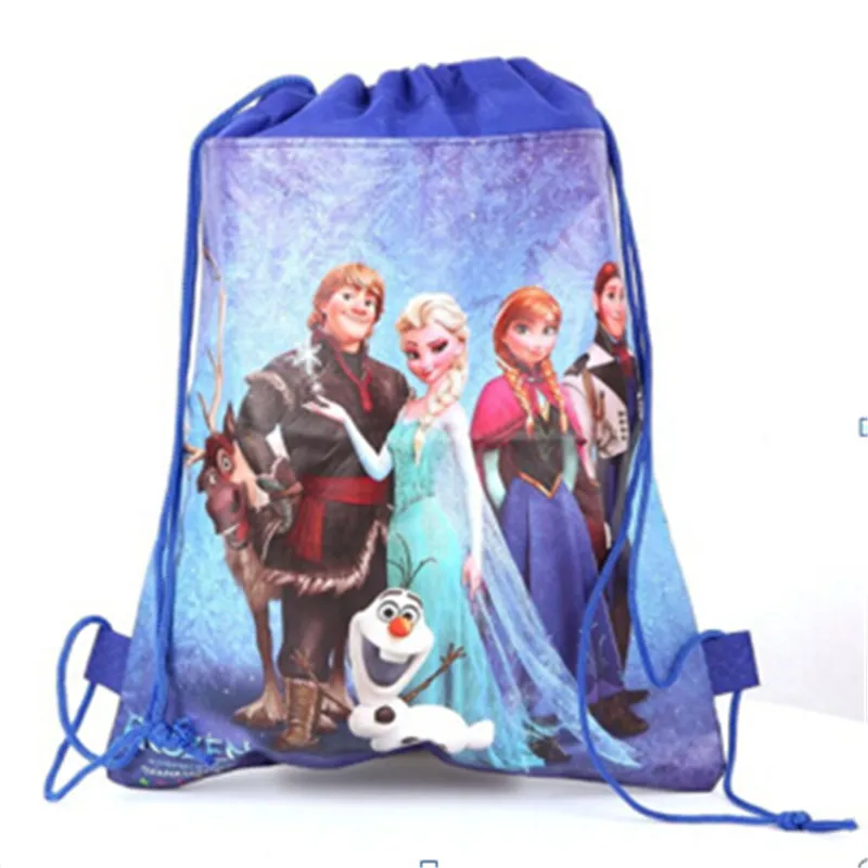 5/10/20/30PCS Disney Frozen Elsa Anna Birthday Party Gifts Non-woven 27*34cm Drawstring Good Bags Kds Favor School Backpacks