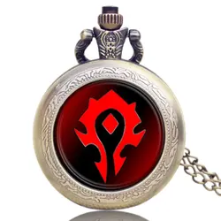 NEUE Wow Welt von Warcraft Tribal Emblem Symbol Spiel Film Kette Quarz Vintage Taschenuhr Geschenke Taschenuhr Ketten Relogio