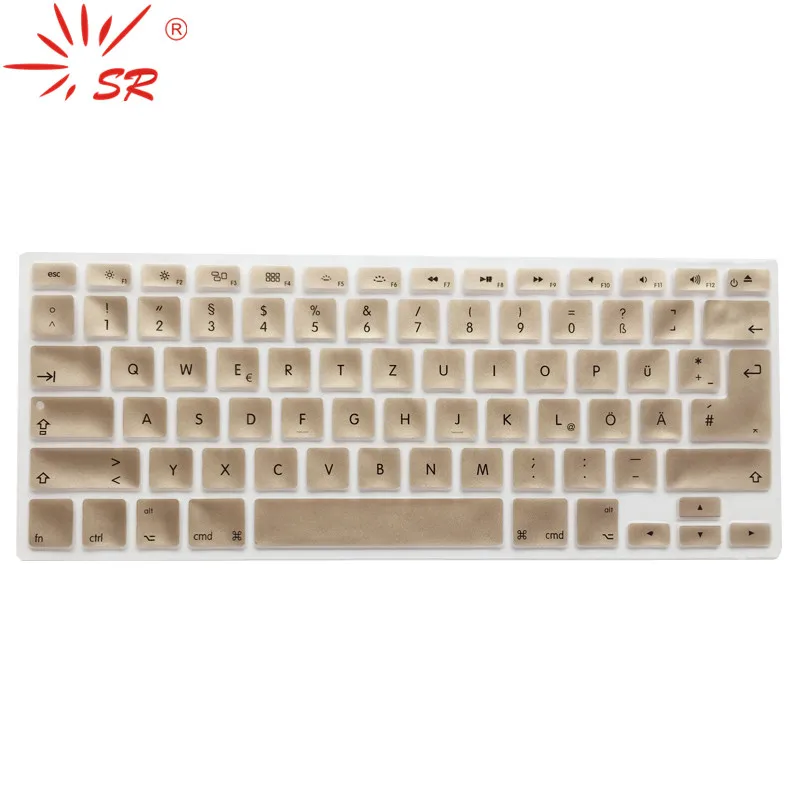 SR 14 Colors EU/US Common German Language Letter Silicone Keyboard Cover for Macbook Air 13 Pro 13 15 17  Protector Sticker