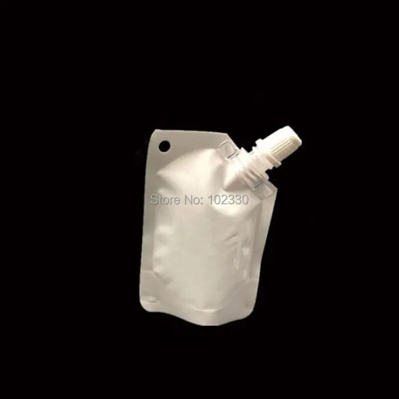 500pcs 50ml White Plastic Aluminum Foil Doypack Liquid Stand Up Storage Pouch Packing Bag With Side Spout