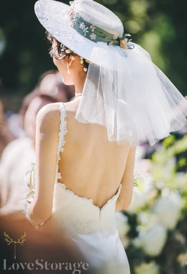 2020 chapéus de noiva com flores rendas e tule casamento chapéu véus para noivas e mães das noivas 32cm