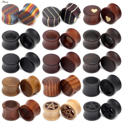 8-50mm Plugs and Tunnels Big Size Ear Tunnel Earrings Ear Stretcher Wood Expander Men Ear Piercing Body Piercing Tunnels Gauge