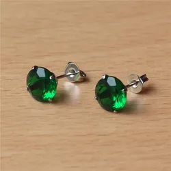 316 L Stainless Steel With 8mm Round AAA Green Zircon Stud Earrings For Men And Women 201903011400