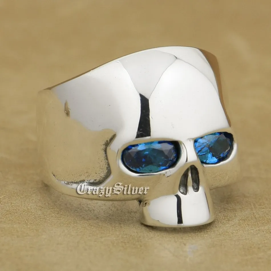 

CZ Eyes 925 Sterling Silver Skull Ring Mens Biker Rock Punk Ring 9GX03 US Size 7~15