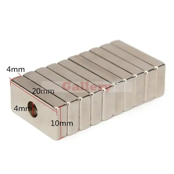 30pcs Lot 20x10x4mm 4mm Hole Super Strong Block Rare Earth Neodymium Magnet Generator