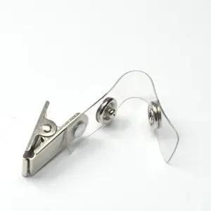 Pack of 40 Pcs Metal Clips with Clear Vinyl Straps/snaps for Id Badge Holder