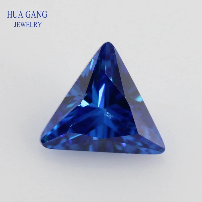 5A Blue Triangle Shape Cubic Zirconia Brilliant Cut Loose CZ Stone Synthetic Gems Beads For Jewelry Size 3x3-10x10mm