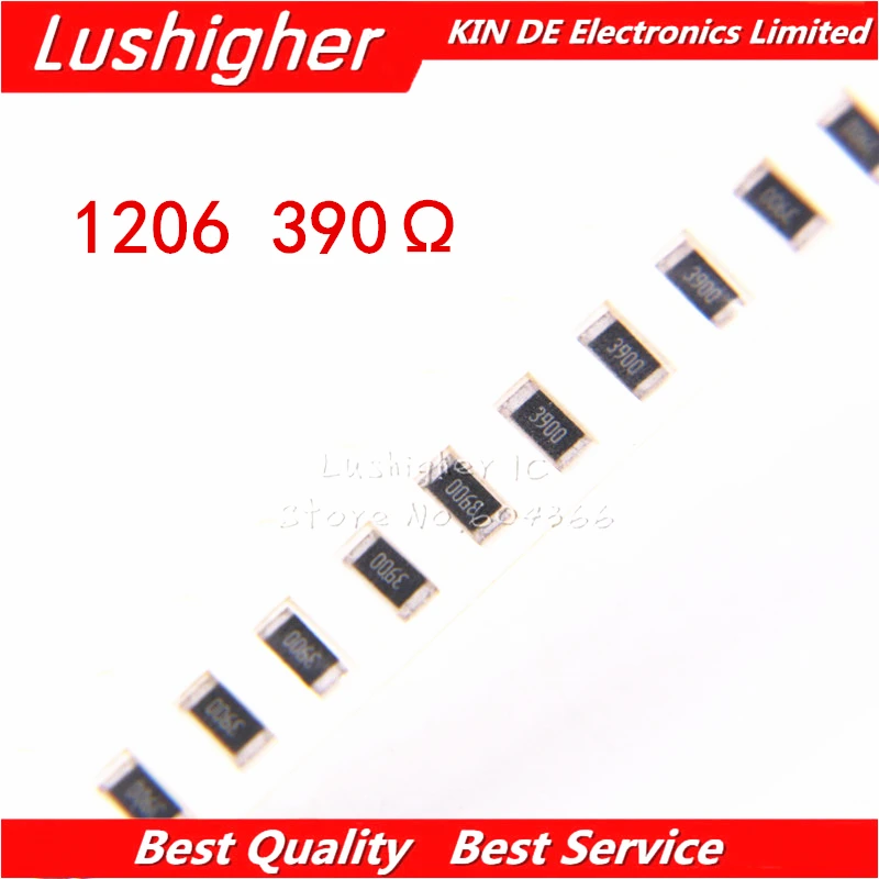 

100PCS 1206 SMD Resistor 1% 390 Ohm 391 390R 390ohm