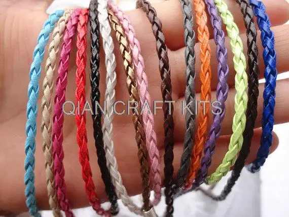 

50 yards mixed colors 3mm braided faux leather necklaces cords random mix color or you pick