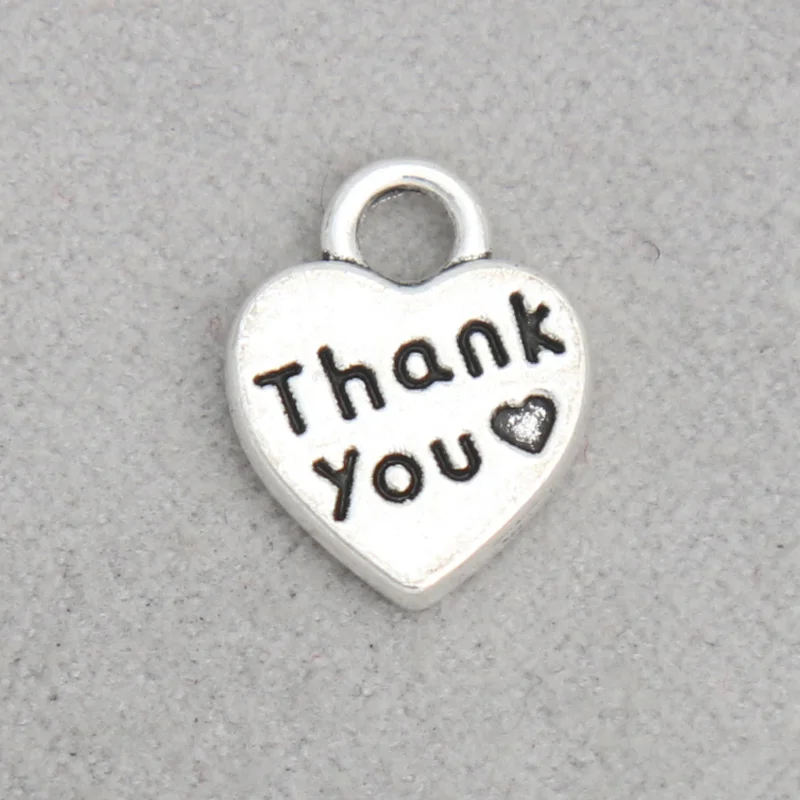 

Fashion Alloy Thank You Heart Charms For Thanksgiving Day 10*13mm 100pcs AAC1911