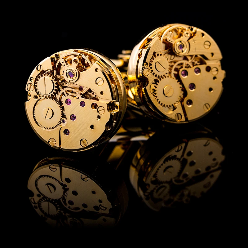 KFLK Gold-color mechanical brand high quality men\'s cufflinks wedding gifts cuff links button New arrival guests 2017