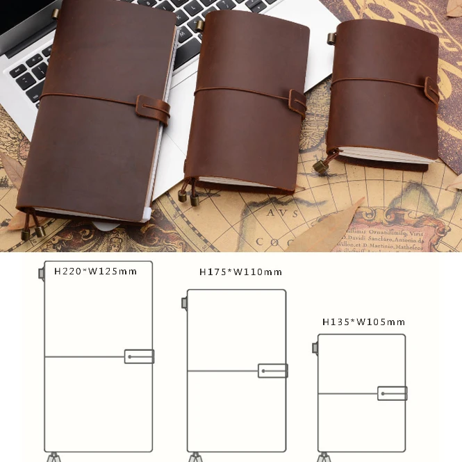 Fromthenon Crazy Horse Genuine Leather Traveler\'s Notebook Vintage Business Planner Passport Standard Diary Scrapbook Stationery
