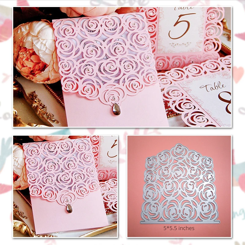 Valentine\'s Day Rose Dies Metal Cutting Dies Scrapbooking Craft Dies Cut for DIY Paper Cards Making Wedding Love Decorative