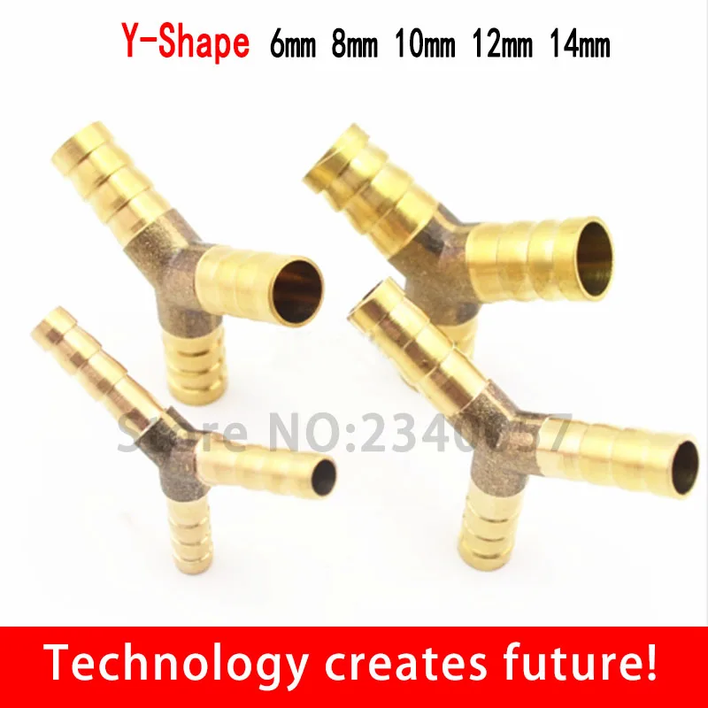 2Pcs 6-12mm BRASS Y type Hose Joiner Piece 3 WAY Fuel Water Air Pipe TEE CONNECTOR