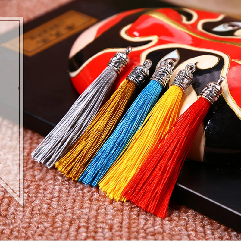 10PCS Mini Metal Cap Tassel Jewelry Curtain Garments Decorative Accessories DIY Key Cell Phone Bag Fringe Trim Tassels Pendant