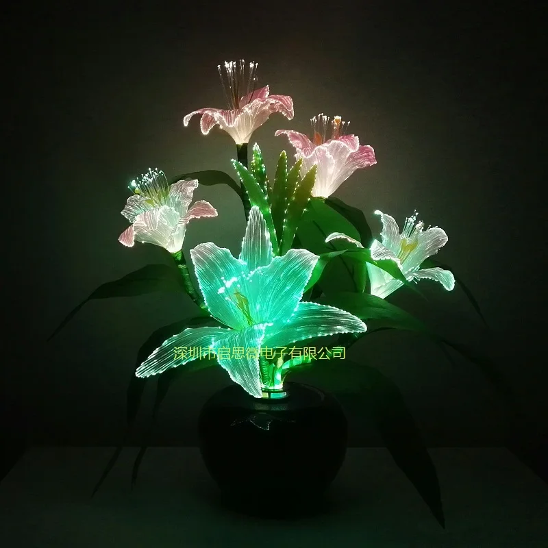 Dynamic Fairy Lily Wedding Decoration Led Lamp Novelty Artistic Optical Fiber Flower Christmas New Year Party Shop Lampara