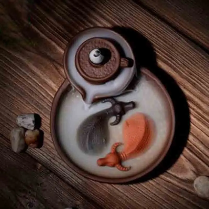 Double Cattle Fish Smoking Backflow Incense Bunrer Sandalwood Incense Holder Ceramic Craft Art Chan Tea House Home Decoration