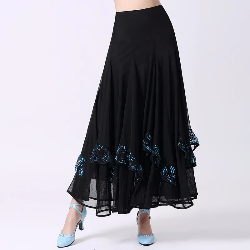 Saia longa para dança e baile, traje com estampa de flores, estilo tango latino, elegante, moderna