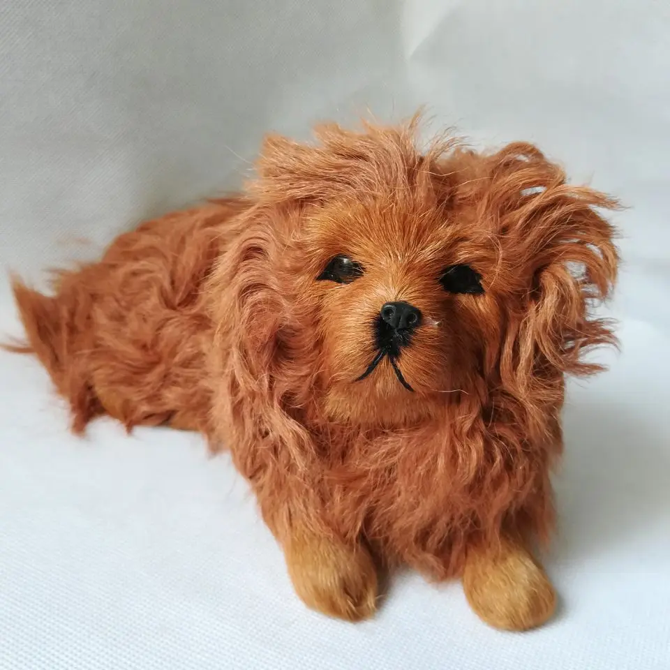 real life toy brown ted dog polyethylene&furs about 26x10x13cm prone dog model home decoration toy gift h1020