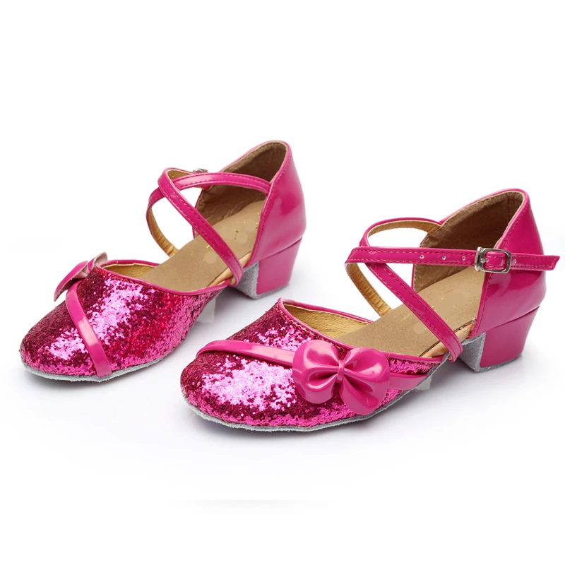 Nieuwe Latin Dansschoenen Lage Hakken Lovertjes Schoenen Salsa Tango Ballroom Dancing Schoenen Voor Vrouwen Kids Kinderen Meisjes In 4 kleuren