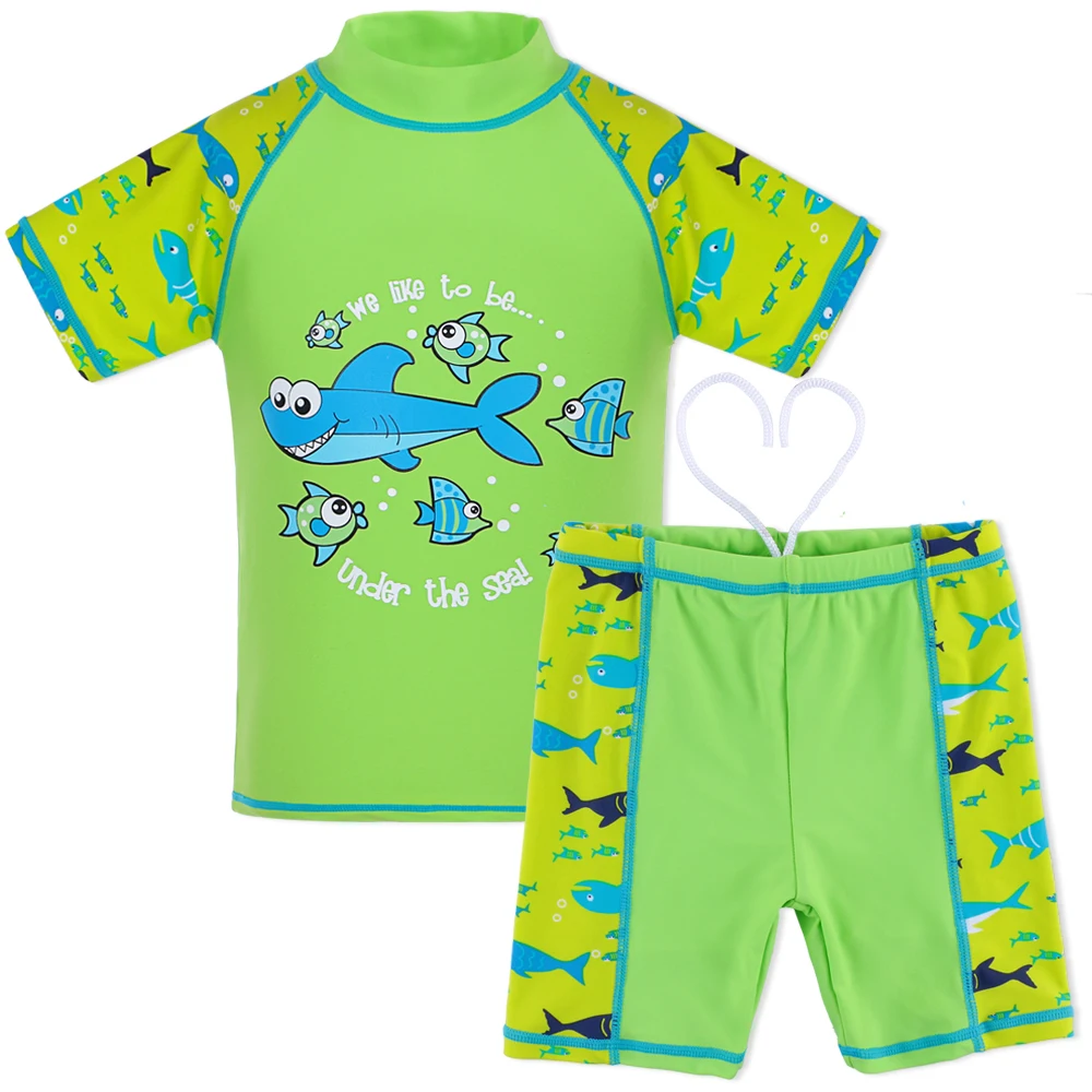 3-10 Years Boys Swimwear Two Piece Swimsuit Kids Cartoon Shark Pattern UPF50+ Boy Bathing Suit Lycra Swimming Wear Children