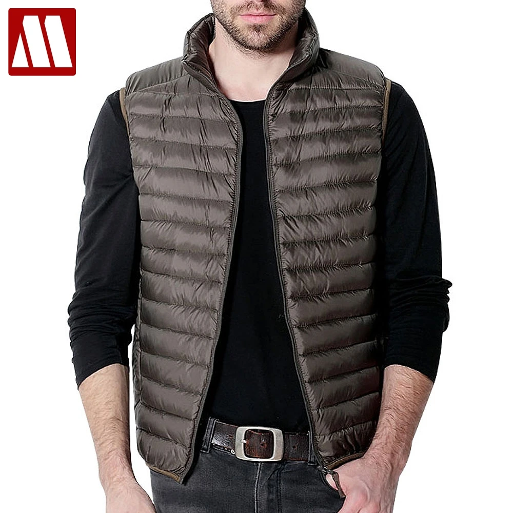 

New Winter Men Down Vest Ultra Light 90% White Duck Down Outwear Sleeveless Warm Slim WaistCoat Black Wine Red Jacket for Man