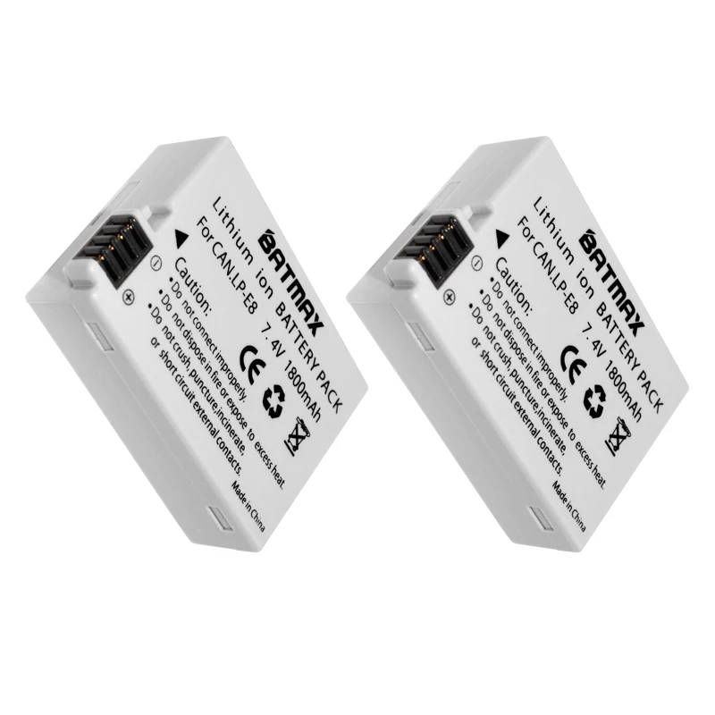 2Pcs 1800mAh Li-ion LP-E8 LP E8 Battery Pack + AC Car Charger Kits For Canon LP-E8 EOS 5D, 700D50D, 600D, 650 EOS Rebel T5i T3i