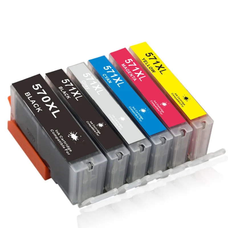 6PCS Compatible Ink Cartridge for Canon PGI-570 CLI571XL MG5750 MG7750 MG6850 Printer