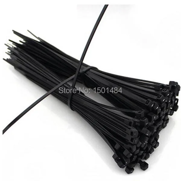 100pcs 20cm Nylon Plastic Zip Trim Wrap Cable Loop Ties Wire Aeromodelling tie Self-Locking black