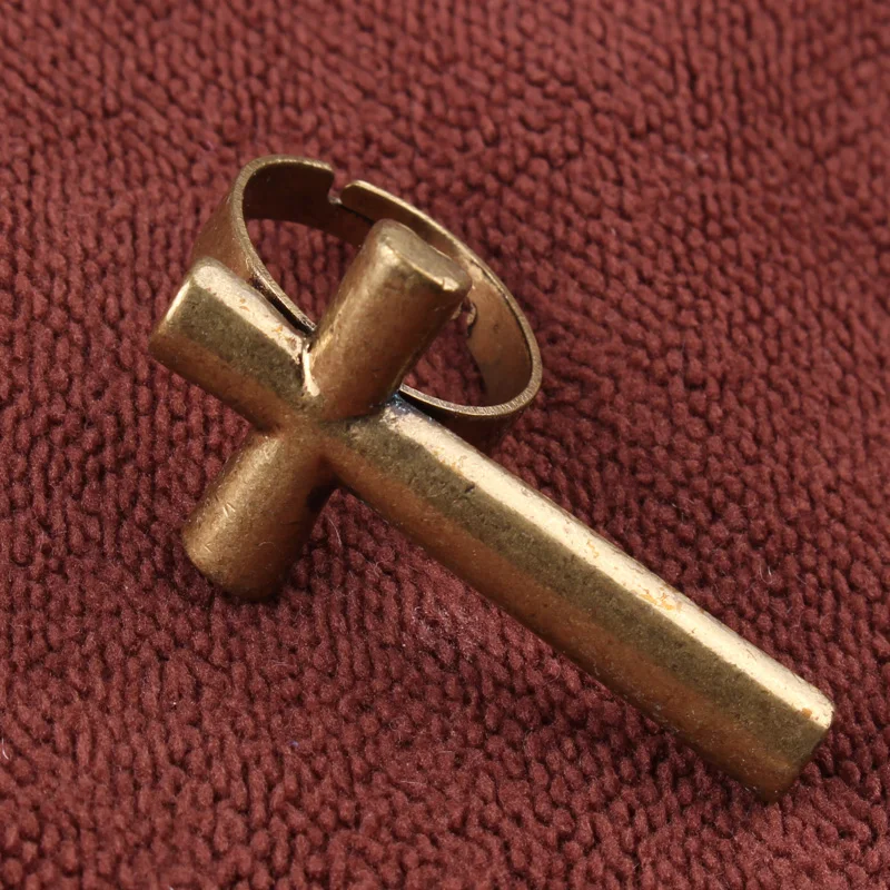 LUBOV Personality Statement Gold Color Metal Cross Finger Ring Punk Style Women Christian Jewelry 2019 New