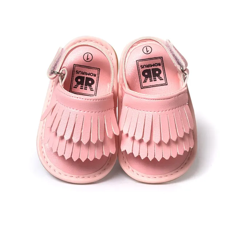 Men and women baby toddler shoes summer open toe tassel breathable  0-1 years old non-slip soft bottom step shoes baby sh