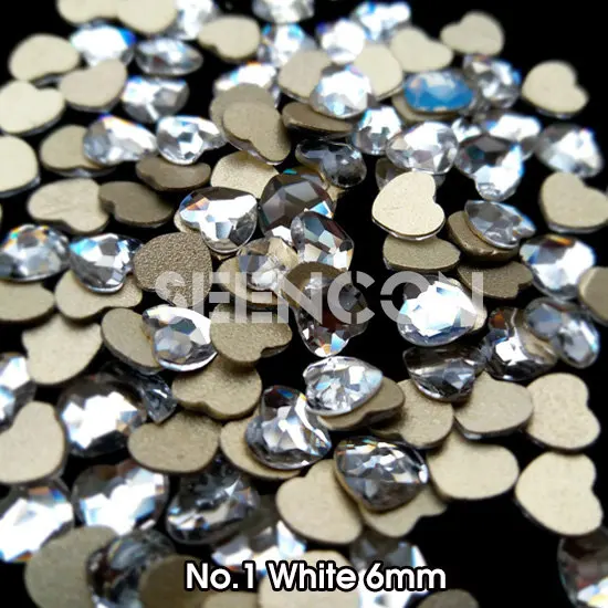 free shipping Japan nail art 10pcs/lot 6mm sweet love heart nail art crystal top quality nail Rhinestone accessories flat back