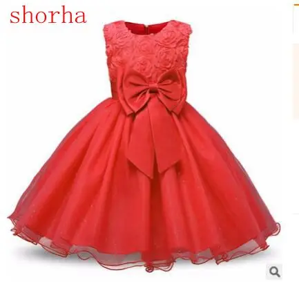 New Sexy Fashion Flower Christening Lace Dress For Kids 5 to 16 Years Summer Party Dress Girls Children Bow Waistband Tutu Dress