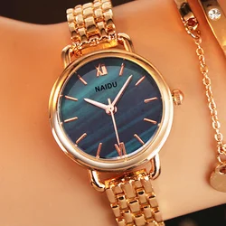 Relógios femininos marca naidu senhoras pulseira relógio das mulheres vestido de quartzo relógio de pulso feminino relogio novo reloj mujer kol saati