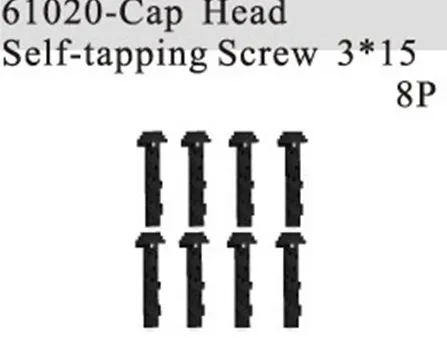 HSP part 61020 Cap Head Self-tapping Screw (3*15mm) X8P For 1/8 RC Monster Truck Buggy Car model scale accessories