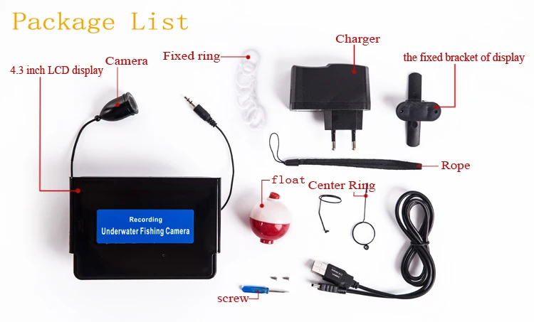 20M 4.3Inch TFT Underwater Fishing Camera System HD 1000TV Lines Underwater Camera